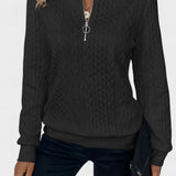 Nellie | Pink Cable-Knit Half-Zip Jumper