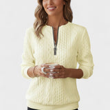Nellie | Pink Cable-Knit Half-Zip Jumper