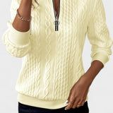Nellie | Pink Cable-Knit Half-Zip Jumper