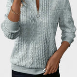 Nellie | Pink Cable-Knit Half-Zip Jumper