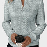 Nellie | Pink Cable-Knit Half-Zip Jumper