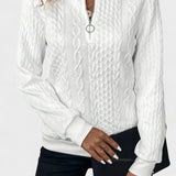 Nellie | Pink Cable-Knit Half-Zip Jumper