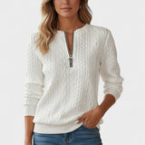 Nellie | Pink Cable-Knit Half-Zip Jumper
