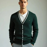 Oliver | Green V-Neck Button Cardigan