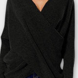 Olivia | Olive Wrap-Front V-Neck Jumper