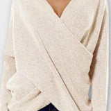 Olivia | Olive Wrap-Front V-Neck Jumper