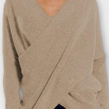 Olivia | Olive Wrap-Front V-Neck Jumper