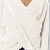 Olivia | Olive Wrap-Front V-Neck Jumper
