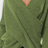 Olivia | Olive Wrap-Front V-Neck Jumper