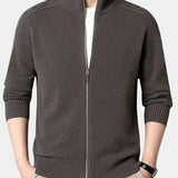 Oscar | Olive Zip-Front Knit Cardigan