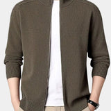 Oscar | Olive Zip-Front Knit Cardigan