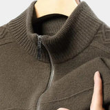 Oscar | Olive Zip-Front Knit Cardigan