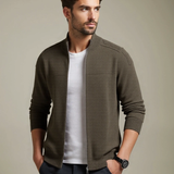 Oscar | Olive Zip-Front Knit Cardigan