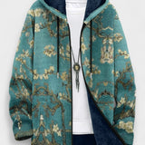 Petra | Teal Ornamental Hooded Zip Jacket