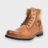 Fergus | Black Buckle Lace-Up Boots