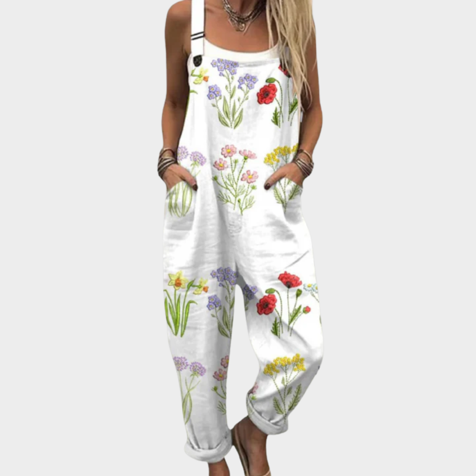 Katherine | Ivory Wildflower Dungarees