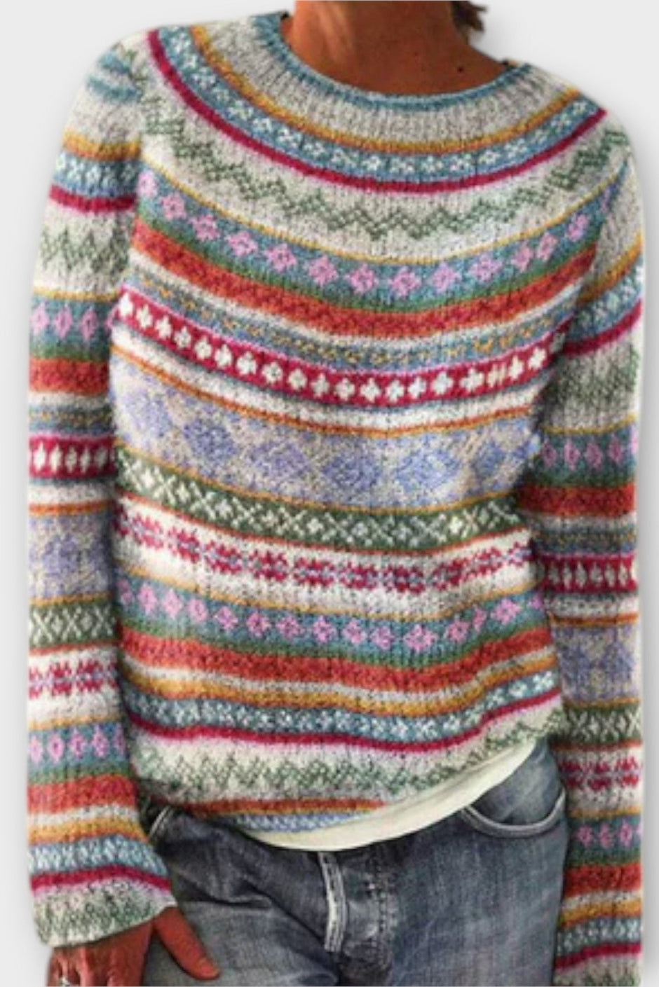 Rhian | Grey Fair Isle Jumper