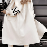 Rosie | Brown Contrast-Trim Long Coat