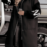 Rosie | Brown Contrast-Trim Long Coat