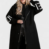 Rosie | Brown Contrast-Trim Long Coat