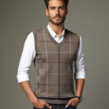 Rufus | Navy Check Sleeveless Jumper