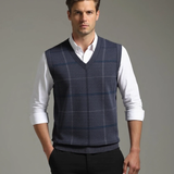 Rufus | Navy Check Sleeveless Jumper