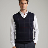 Rufus | Navy Check Sleeveless Jumper