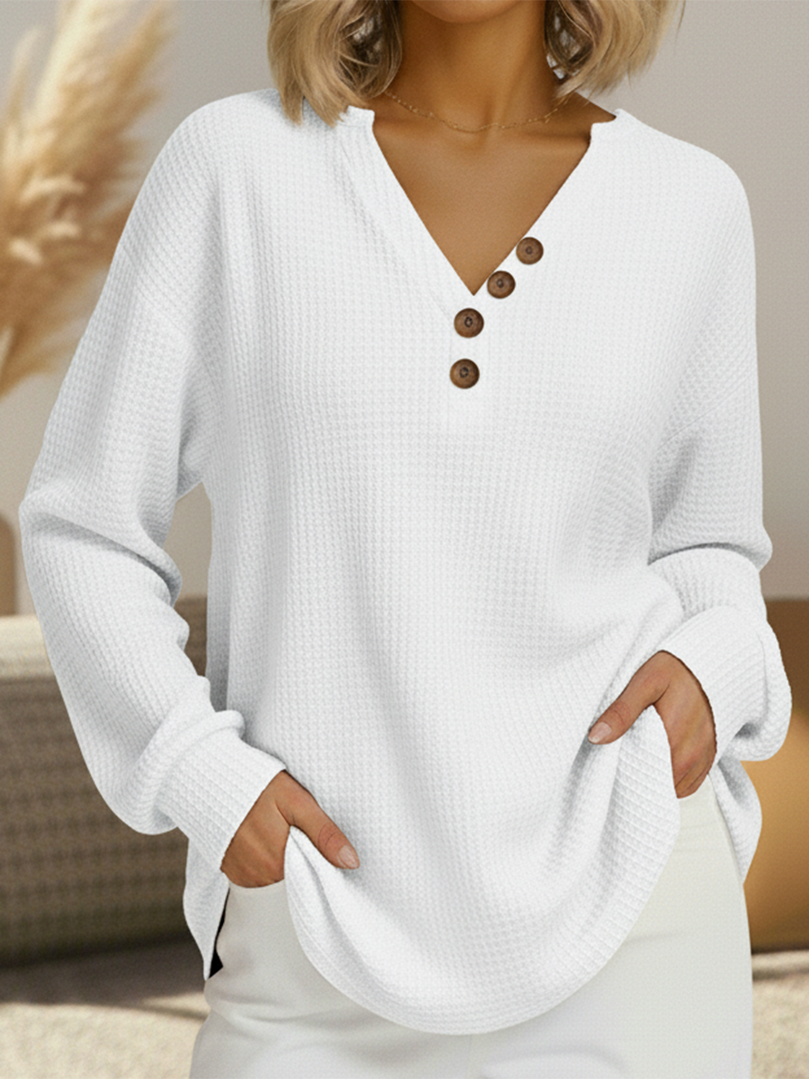 Wendy | Plain V-Neck Knit Jumper