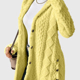 Sofia | Long Cream Cable-Knit Cardigan
