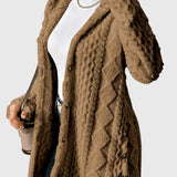 Sofia | Long Cream Cable-Knit Cardigan