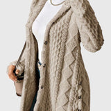 Sofia | Long Cream Cable-Knit Cardigan