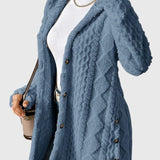 Sofia | Long Cream Cable-Knit Cardigan