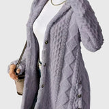 Sofia | Long Cream Cable-Knit Cardigan