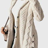 Sofia | Long Cream Cable-Knit Cardigan