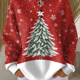Lottie | Red Snowy Christmas Tree Jumper