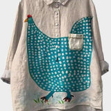 Sophie | Hen Print Relaxed Shirt