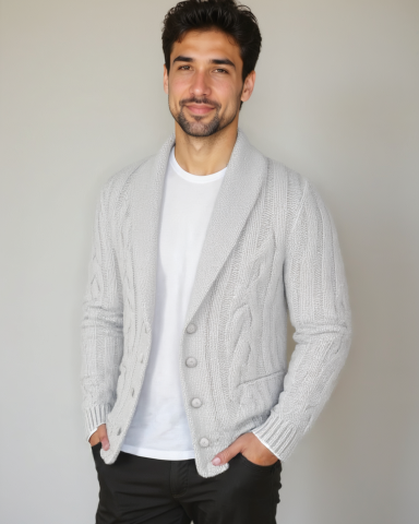Steven | Brown Cable-Knit Cardigan