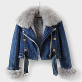 Theodora | Denim Jacket with Faux-Fur Trim