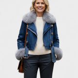 Theodora | Denim Jacket with Faux-Fur Trim