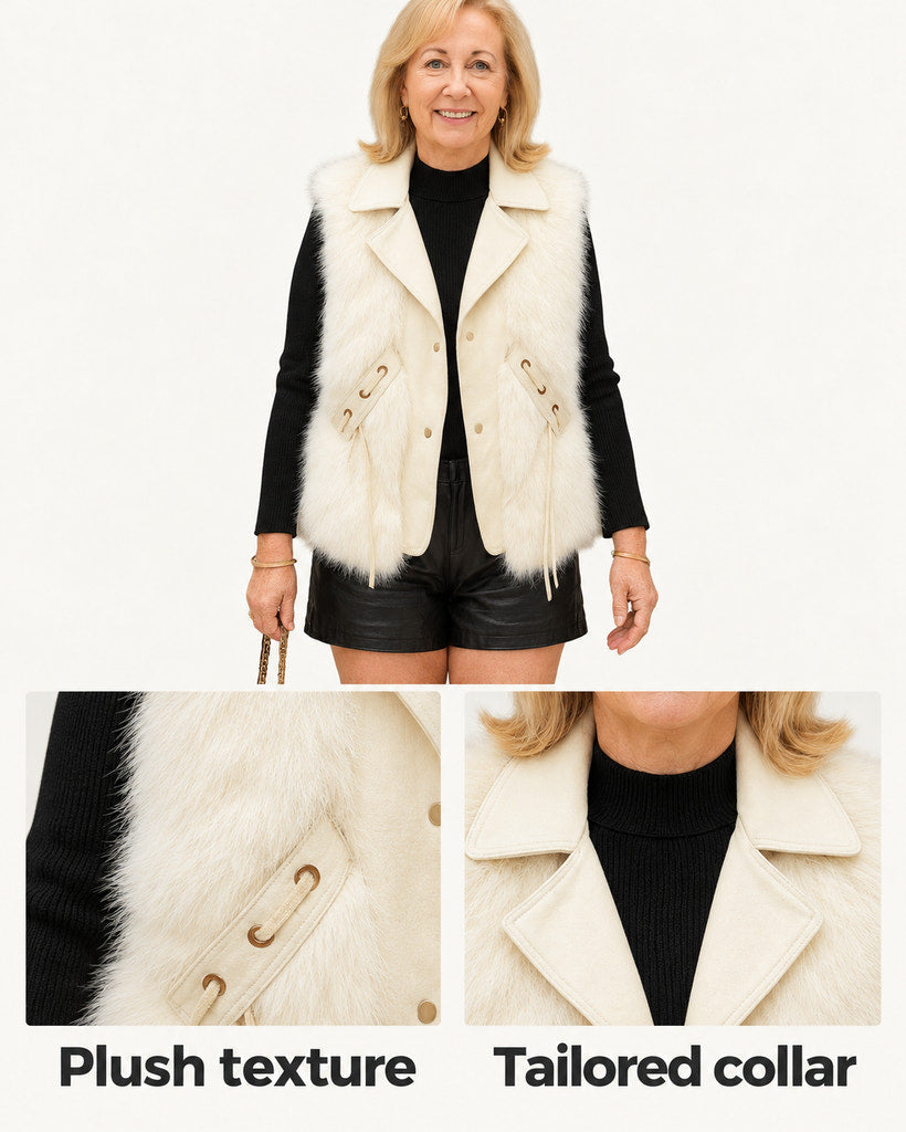 Catrin | Cream Faux-Fur Gilet