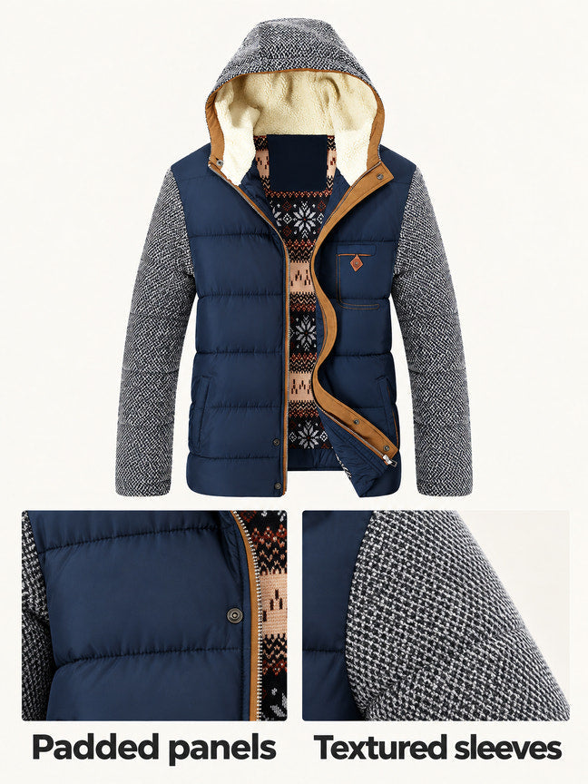 Charles | Navy Padded Hooded Jacket