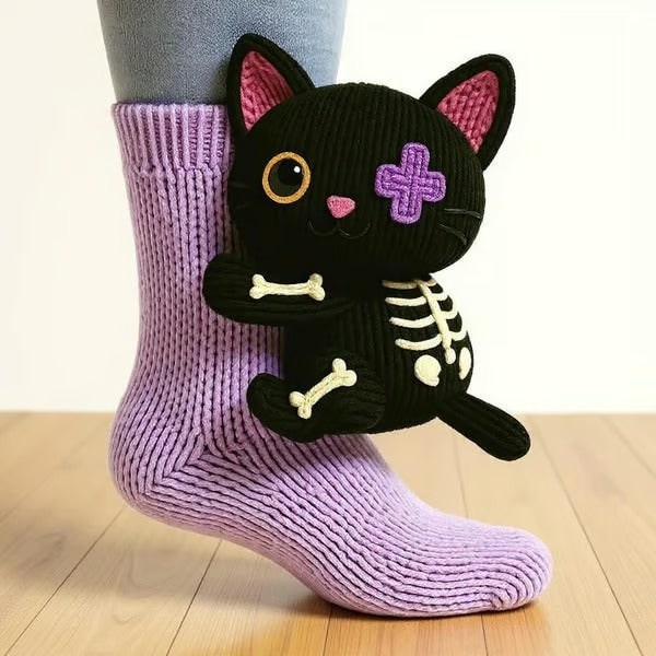 Floor | Cuddly Socks Skeleton Cat