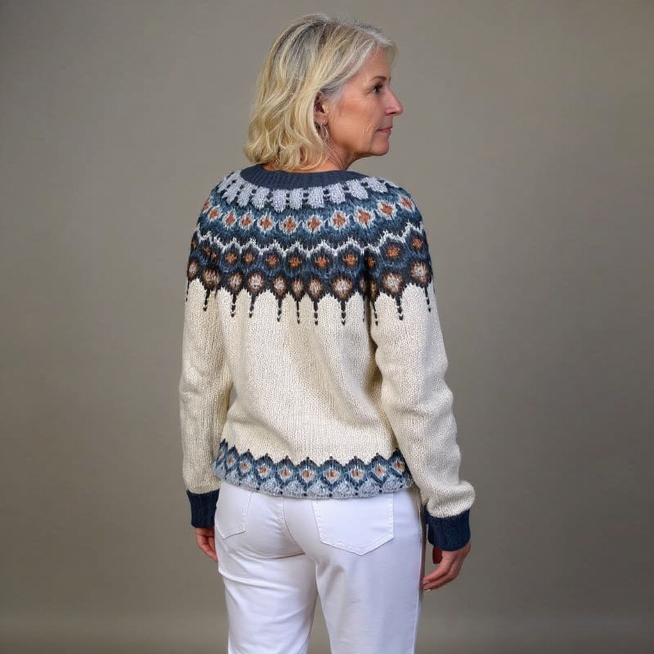 Gloria | Grey Snowflake Yoke Cardigan