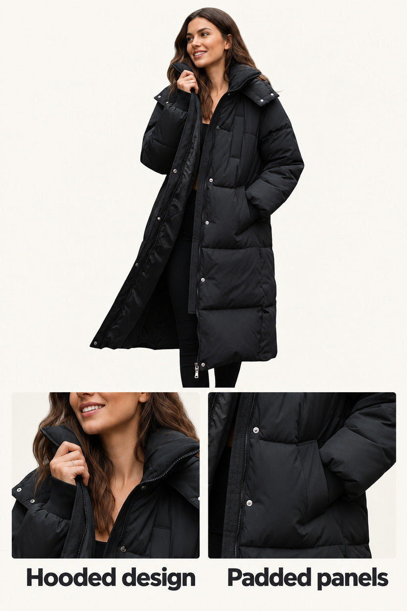 Gabrielle | Black Hooded Puffer Coat