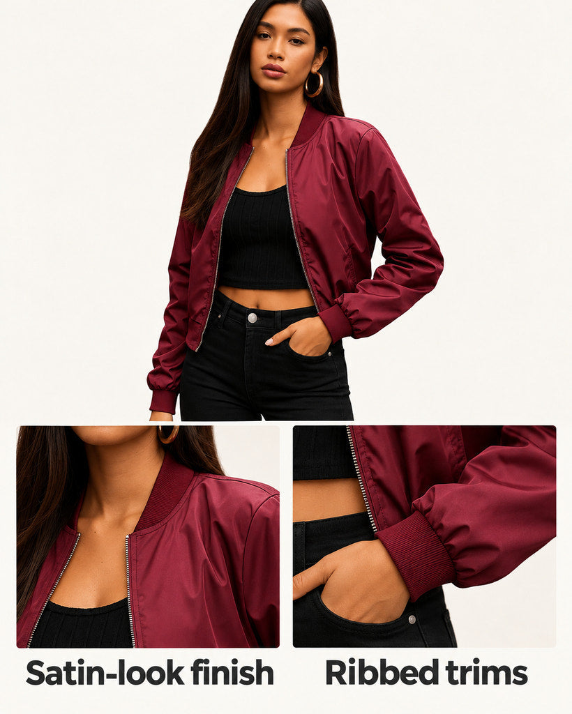 Ida | Lightweight Satin Bomber Jacket