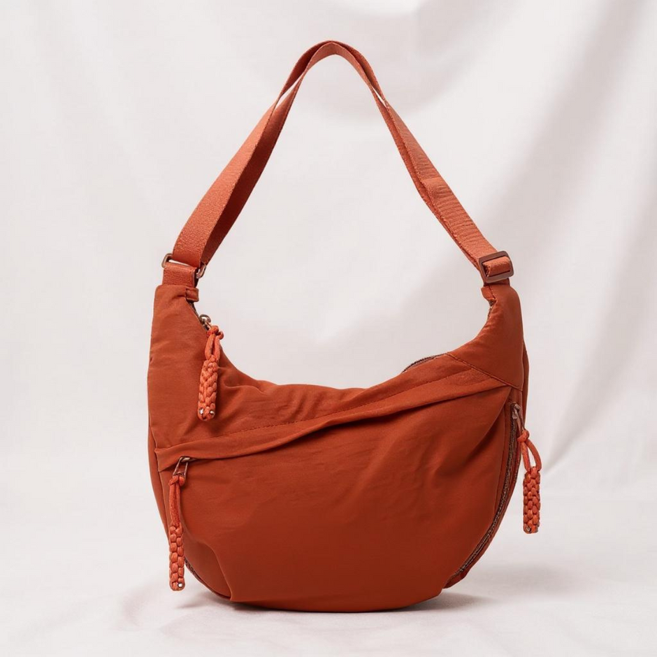 Poppy | Orange Nylon Crescent Shoulder Bag