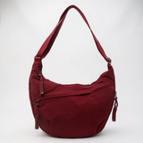 Priscilla | Burgundy Nylon Crescent Shoulder Bag