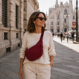 Priscilla | Burgundy Nylon Crescent Shoulder Bag