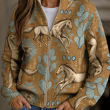 Bridget | Horse & Cactus Knitted Zip Cardigan