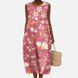 Hetty | Dusty Rose Floral Sleeveless Midi Dress